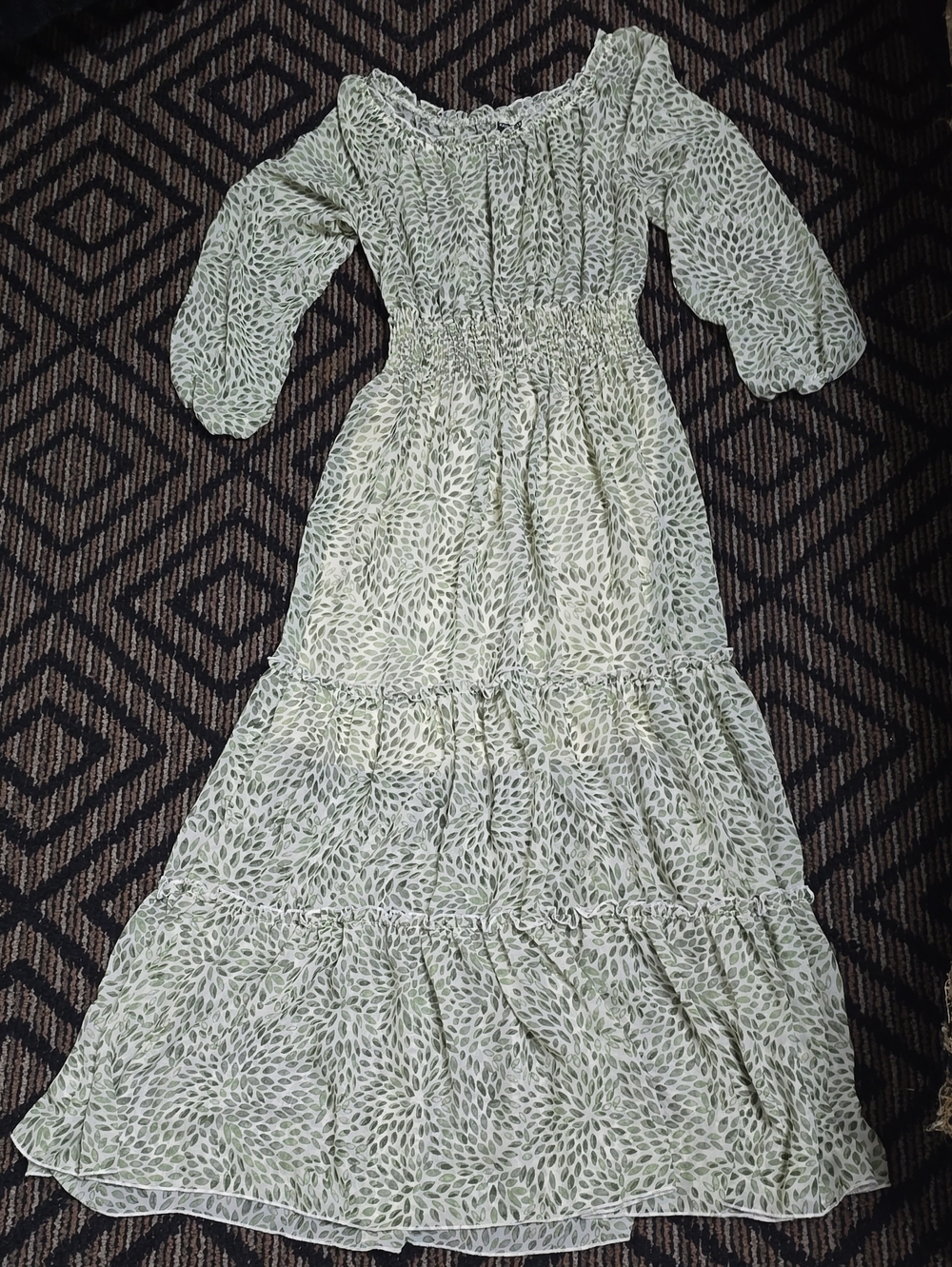Kate And Lily 💚Smocked Waist Floral Maxi Dress - Green